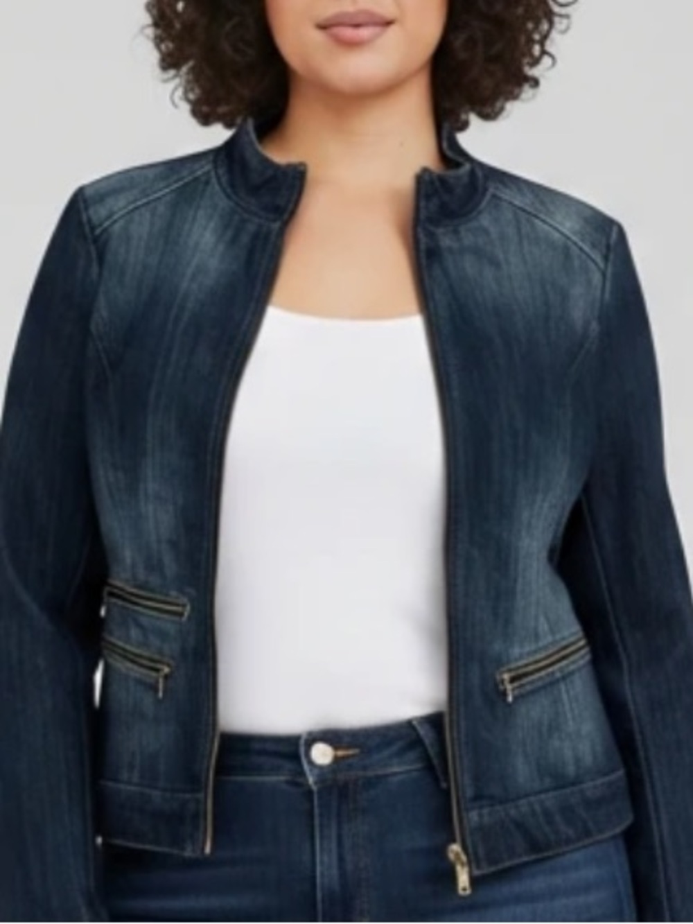 Guess Women's Dark Indigo Denim Jacket with Zip Pockets - Picture 6 of 6